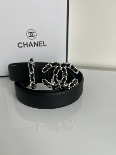 Женский ремень Chanel женский кожа черный 139169-2