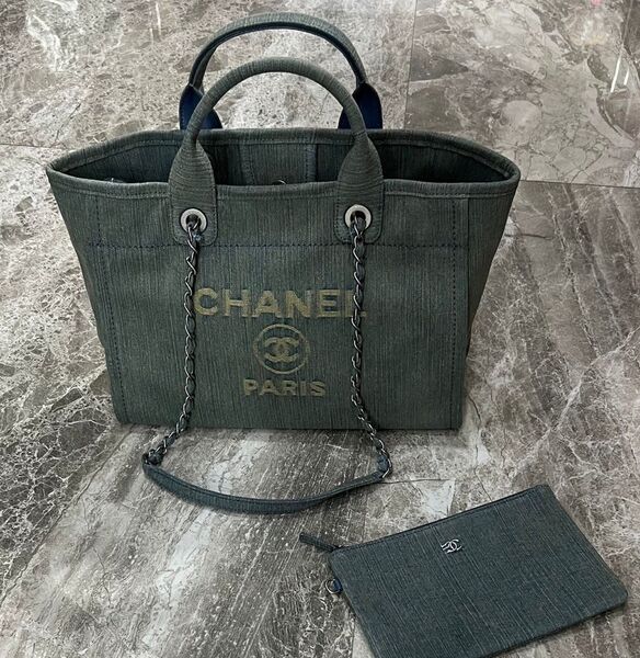 Сумка Chanel Shopping женский текстиль болотный 116800
