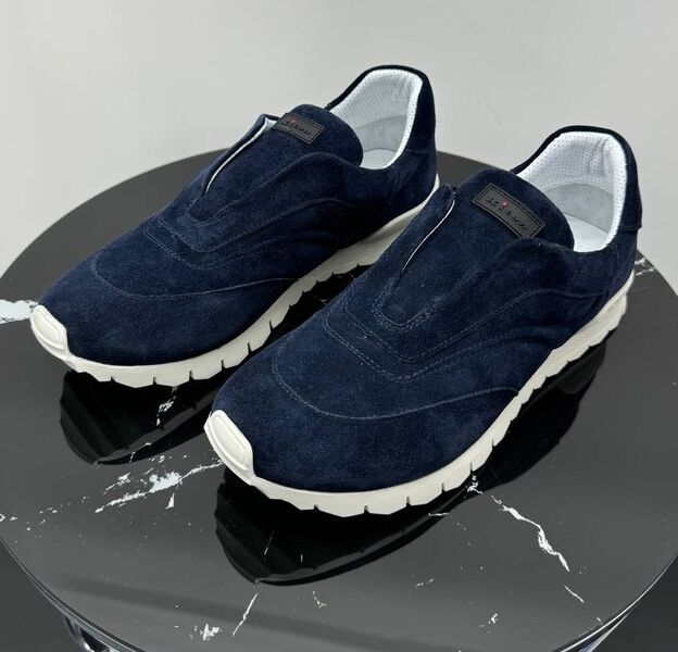 Мужские кроссовки Kiton мужской замша синий 190621