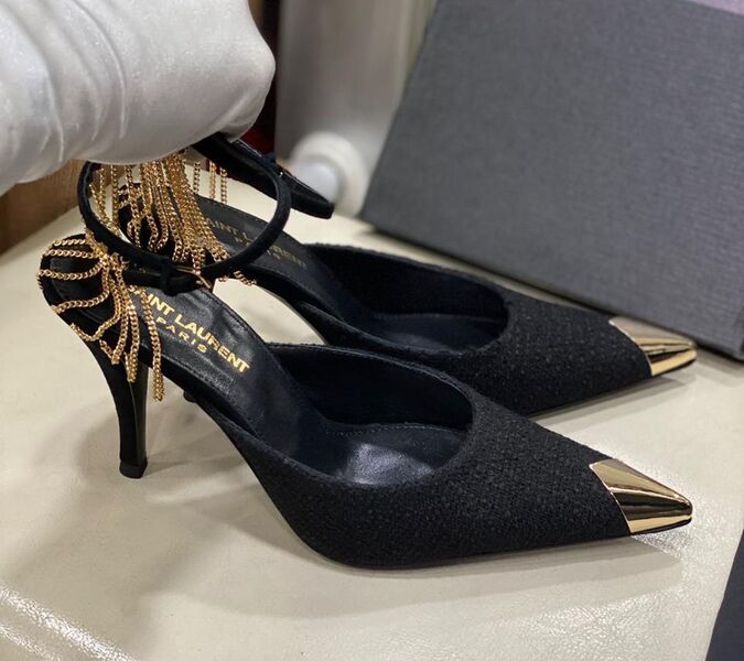 Туфли Saint Laurent женский текстиль черный 80992