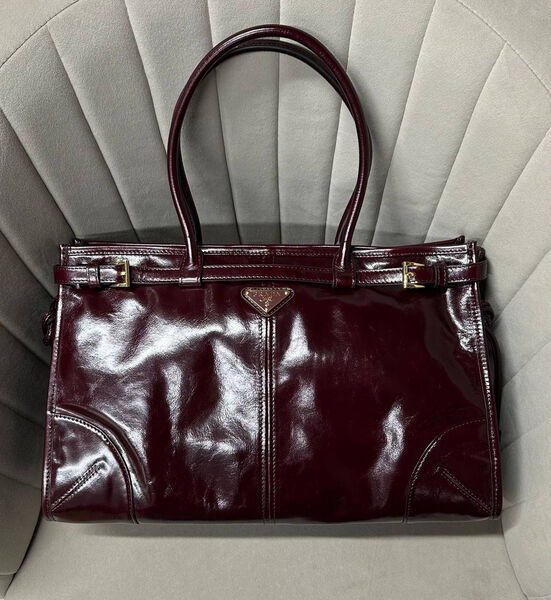 Сумка Prada женский кожа swift винный 199865