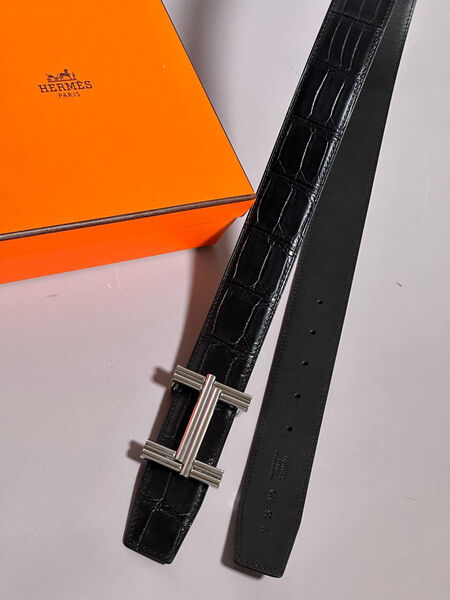 Мужской ремень Hermès мужской кожа черный 152921-3
