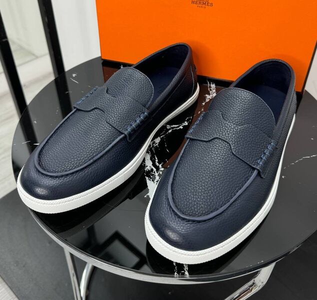 Мужские лоферы Hermès мужской кожа синий 193517