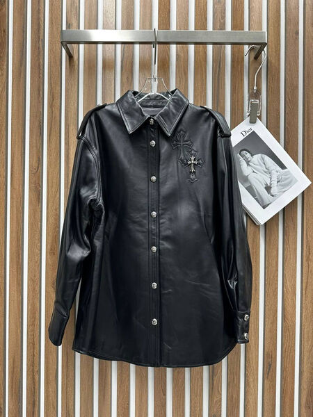 Рубашка Chrome Hearts женский кожа черный 158331-3