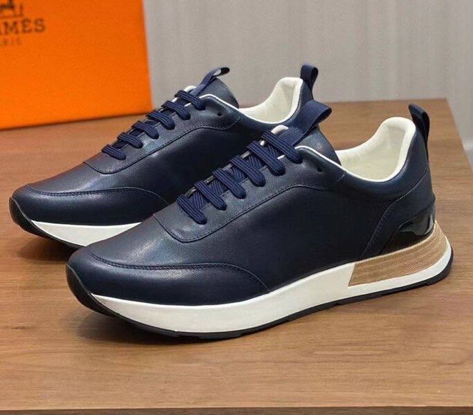Мужские кроссовки Hermès мужской кожа синий 143132