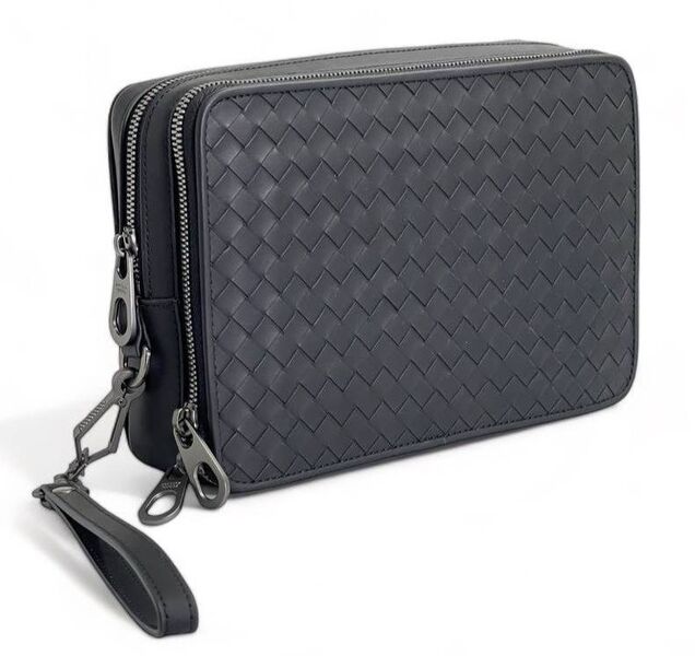 Мужской клатч Bottega Veneta мужской кожа черный 150005