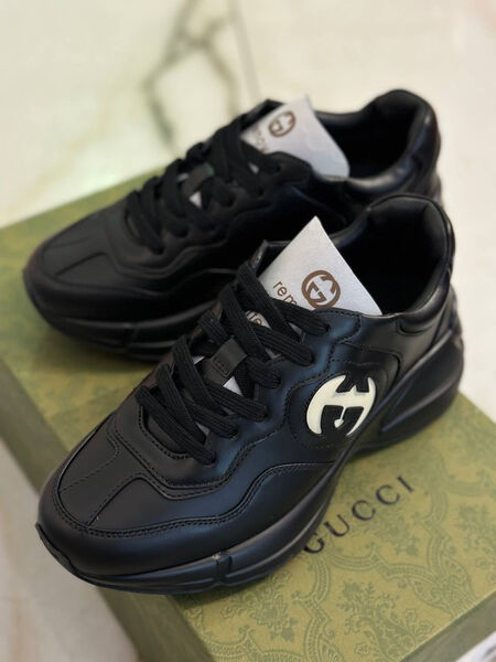 Кроссовки Gucci женский кожа черный 125254-3