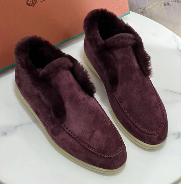Лоферы Loro Piana женский замша бордовый 129011
