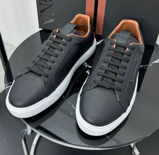 Мужские кеды Zegna мужской кожа черный 192990