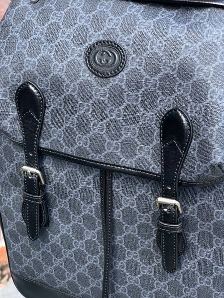 Мужской рюкзак Gucci мужской канва графитовый 123790-9