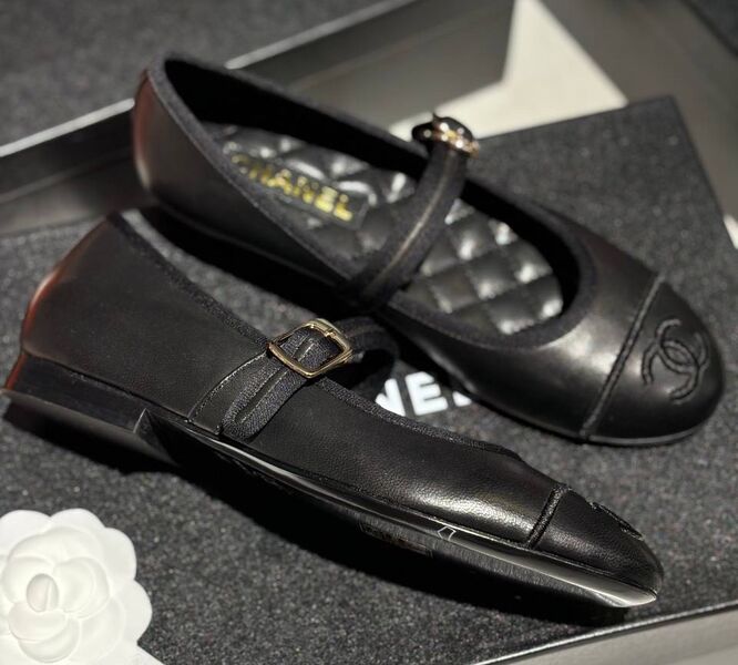 Балетки Chanel женский кожа черный 148014
