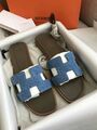 Шлепки Hermès женский текстиль синий 89467-8