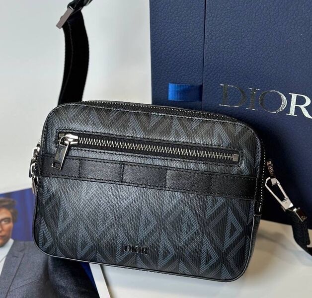 Мужская сумка мессенджер Christian Dior мужской кожа черный 133561
