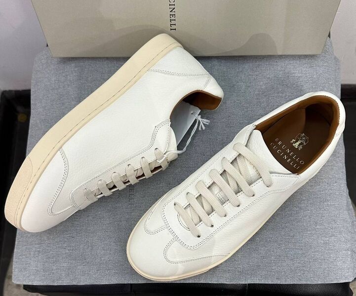 Мужские кеды Brunello Cucinelli мужской кожа белый 175502