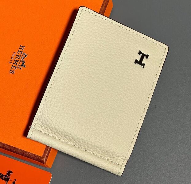 Зажим для купюр Hermès мужской кожа бежевый 154030