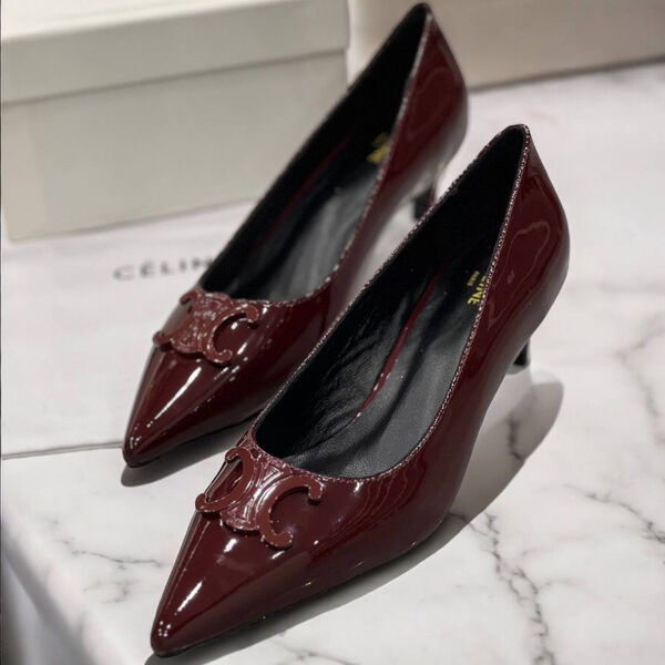 Туфли Celine женский кожа бордовый 172370-2