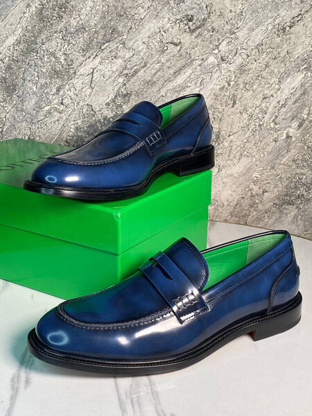 Мужские лоферы Bottega Veneta мужской кожа синий 170946-7