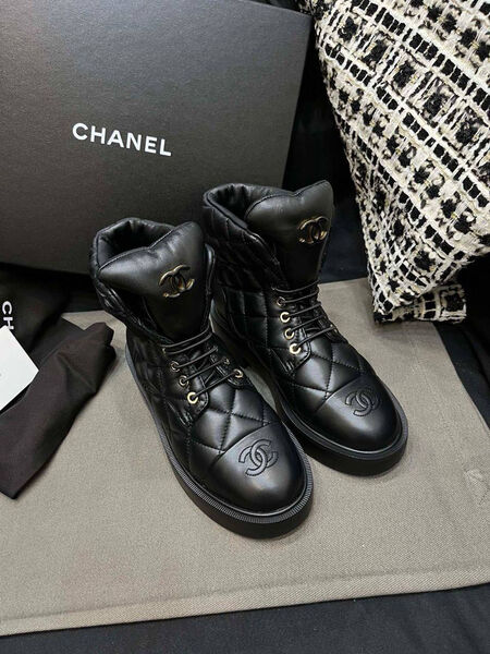 Ботинки Chanel женский кожа черный 130725-2