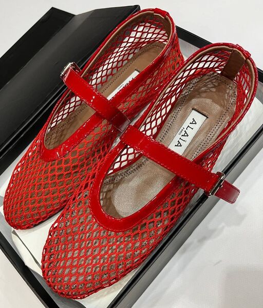 Балетки Alaïa женский кожа бордовый 144279