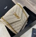Сумка Saint Laurent женский ткань светло-бежевый 77414