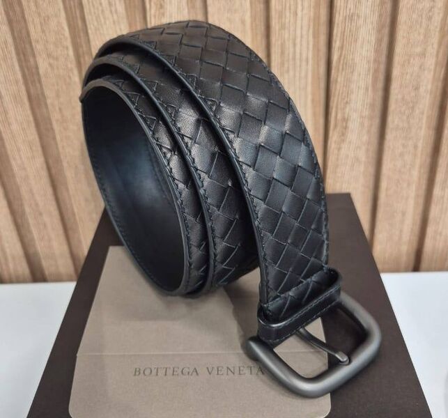 Мужской ремень Bottega Veneta мужской кожа черный 184890