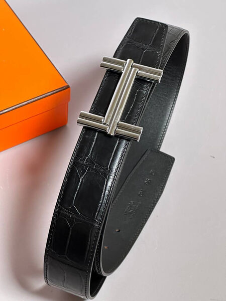 Мужской ремень Hermès мужской кожа черный 152921