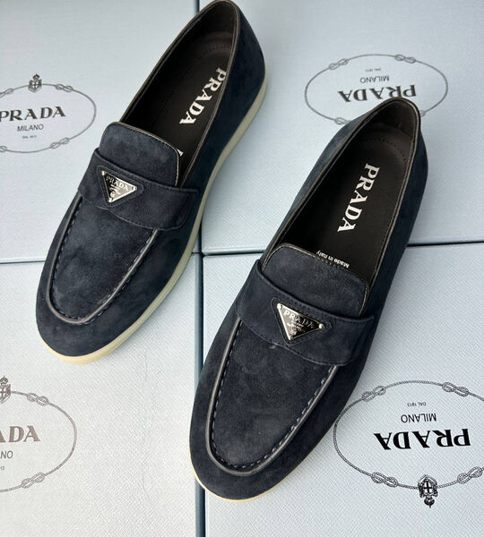 Мужские лоферы Prada мужской замша синий 185102-6