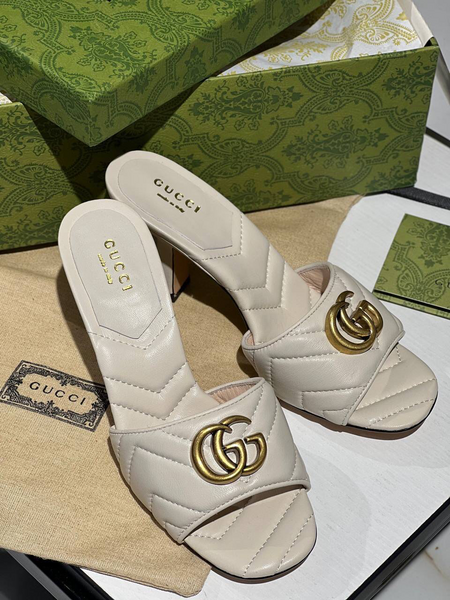 Босоножки Gucci женский кожа бежевый 12249-2