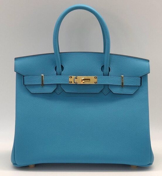 Сумка Hermès Birkin 30 ручная работа женский кожа бирюзовый 75340