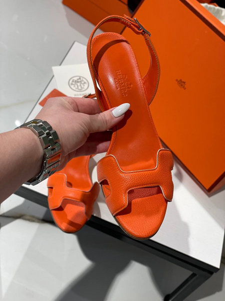 Босоножки Hermès женский кожа оранжевый 12266-3