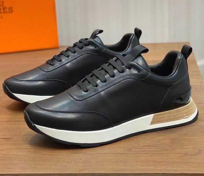 Мужские кроссовки Hermès мужской кожа черный 143111