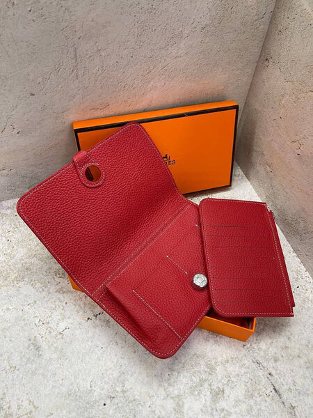 Кошелек Hermès женский кожа бордовый 130196-2