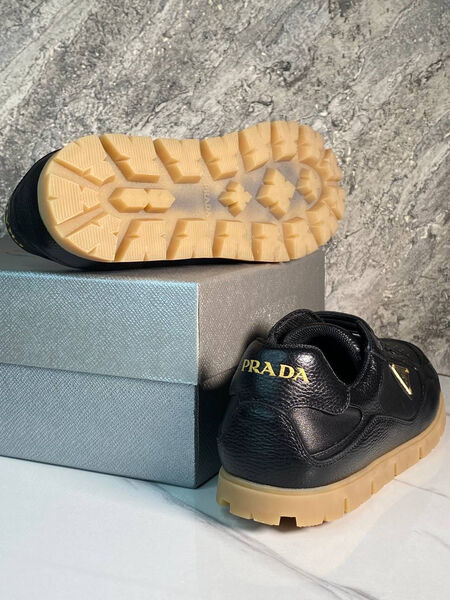 Мужские кроссовки Prada мужской кожа черный 161423-5
