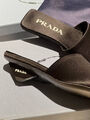 Шлепки Prada женский замша черный 154819-2