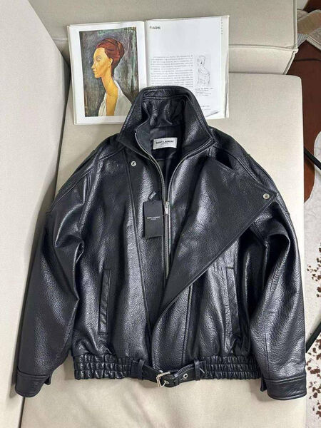 Куртка Saint Laurent женский кожа черный 159535-2