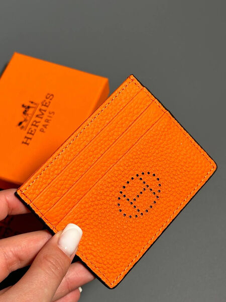 Картхолдер Hermès мужской кожа оранжевый 154036-4