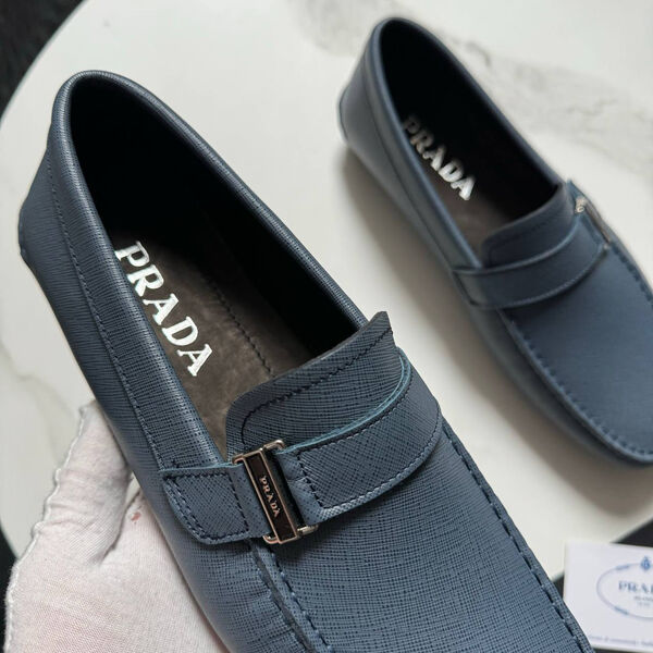 Мужские мокасины Prada мужской кожа синий 145825-2