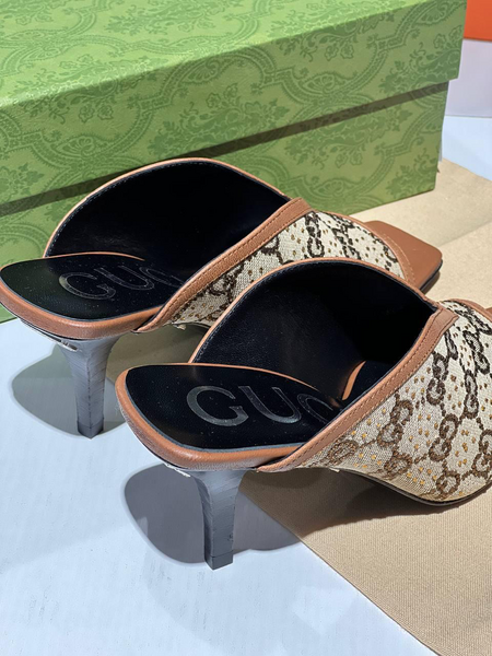 Сабо Gucci женский текстиль бежевый 65616-5