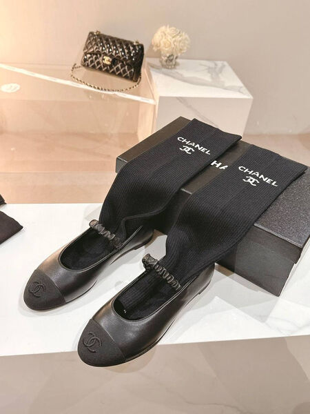 Балетки Chanel женский кожа черный 137670-4