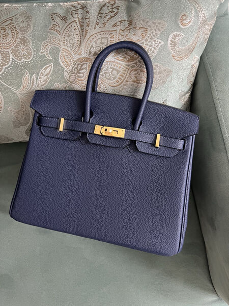 Сумка Hermès Birkin 25 женский кожа синий 139369-3