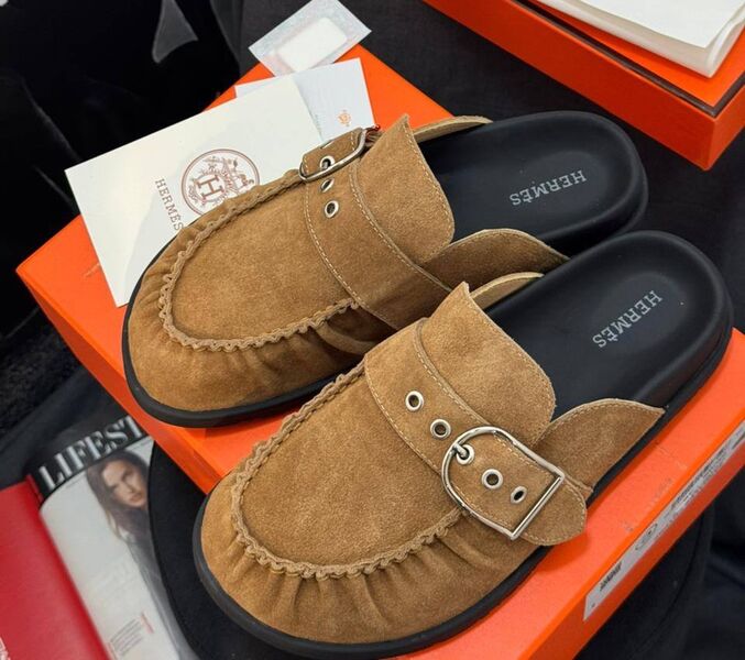 Сабо Hermès женский замша бежевый 199398