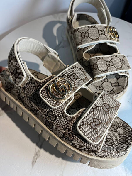Сандалии Gucci женский текстиль графитовый 185469-2