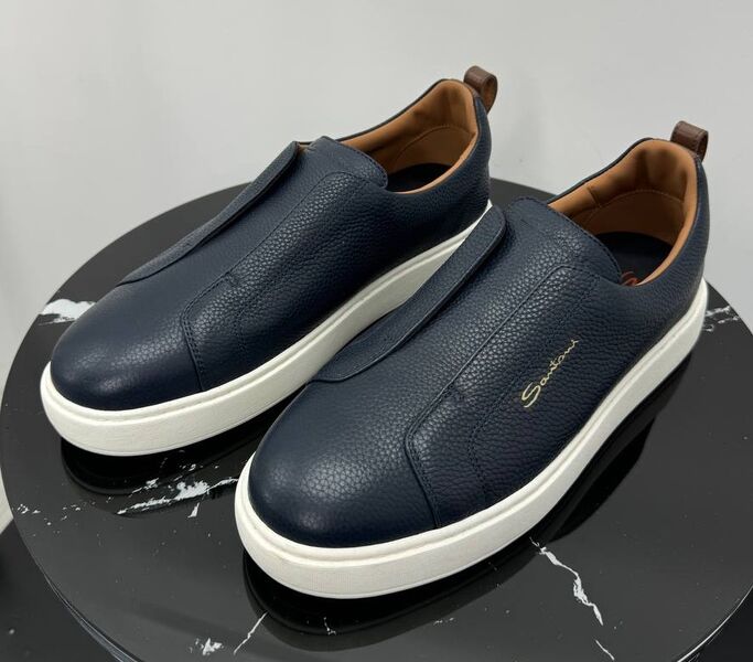 Мужские кеды Santoni мужской кожа синий 191903