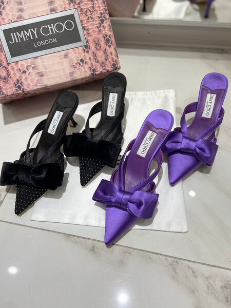 Шлепки Jimmy Choo женский сатин фиолетовый 107374-3