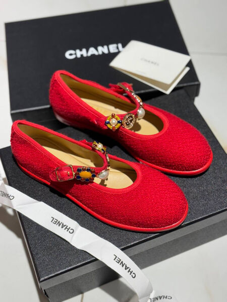Балетки Chanel женский текстиль бордовый 155950-3