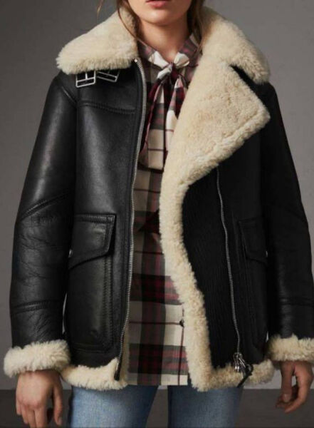 Дубленка Burberry женский кожа черный 165496