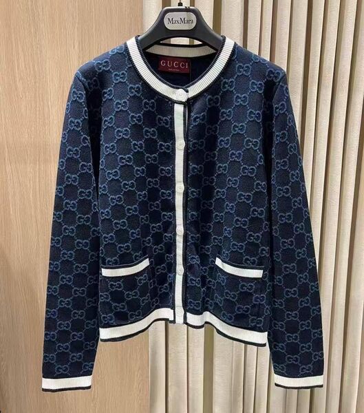 Кардиган Gucci женский вязаная ткань синий 192348