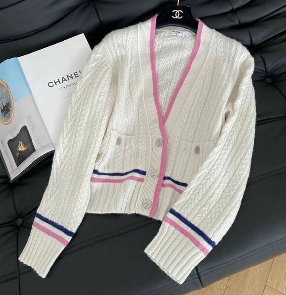Кардиган Chanel женский вязаная ткань белый 126731