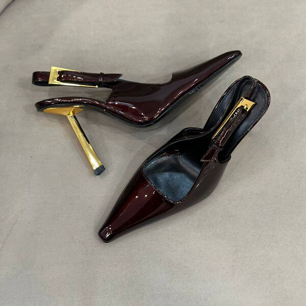 Туфли Saint Laurent женский кожа бордовый 133999-3