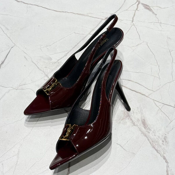 Босоножки Saint Laurent женский кожа бордовый 173994-2